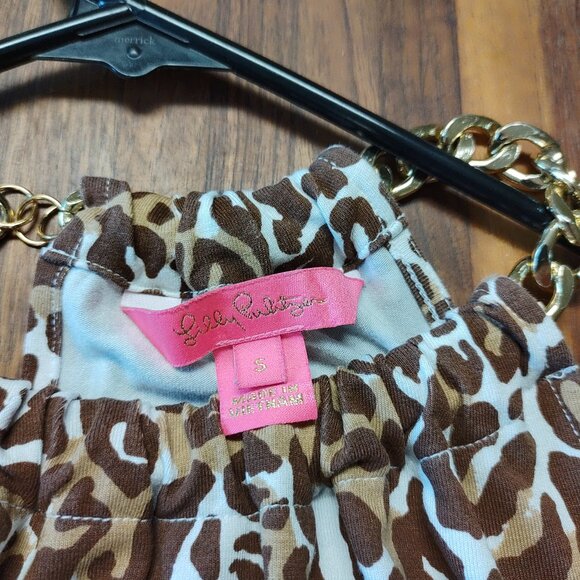 Lilly Pulitzer Women's Leopard Print Halter Top Chain Strap Size S Sleeveless - Picture 6 of 8